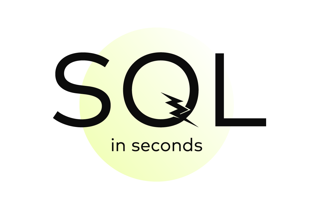 Stylized illustration of the text "SQL in seconds"