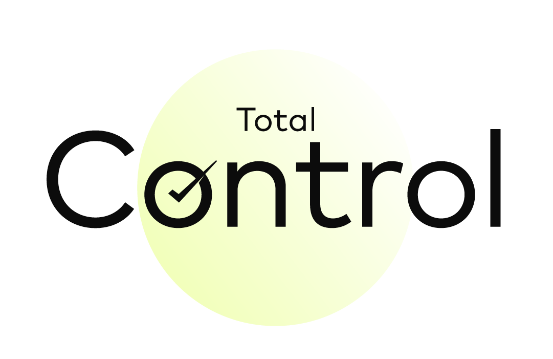 Stylized illustration of the text "Total Control"