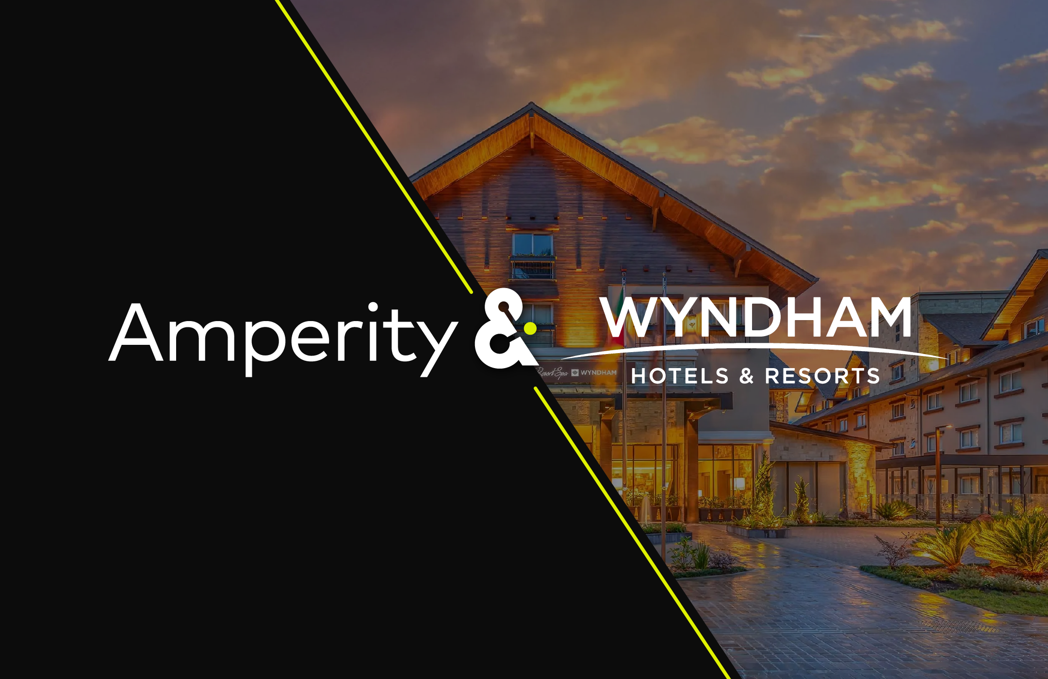 Image displaying hotel with words: Amperity & WYNDHAM Hotels & Resorts. 